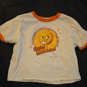 Miss Minutes Cropped T-Shirt - Cream and Orange